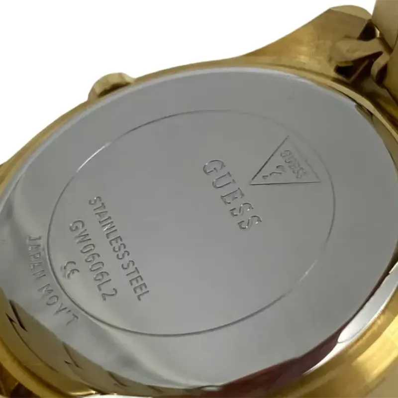 Guess Cubed Quartz Champagne Dial Ladies Watch- GW0606L2